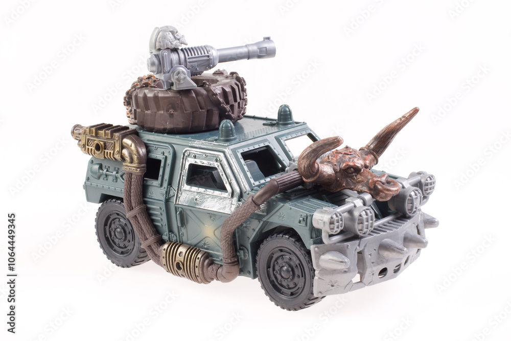 Fototapeta premium Old armored personnel carrier on a isolated on a white background.
