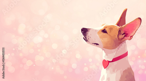 Basenji Red Minimalist Digital Art: A Cheerful Canine Portrait photo