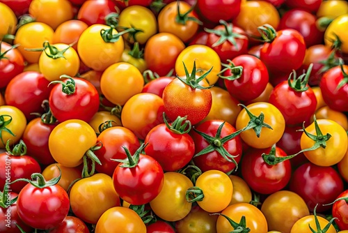 Wallpaper Mural Brightly colored close-up of cherry tomatoes in yellow and red, highlighting the beauty of fresh, organic produce; an enticing testament to healthy eating and nature's bounty. Torontodigital.ca