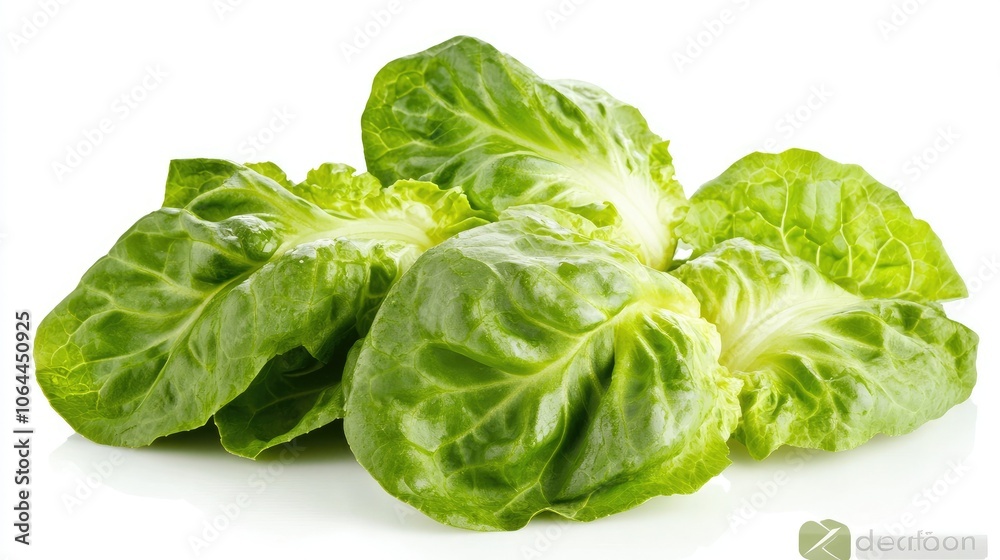 Fresh Green Lettuce on White Background Fresh Green Lettuce on White Background