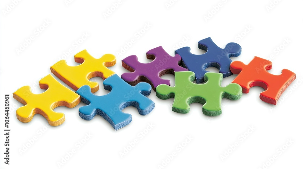 Colorful Puzzle Pieces on White Background Colorful Puzzle Pieces on White Background