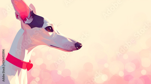 Italian Greyhound Minimalist Digital Art: A Happy and Stylish Canine Portrait