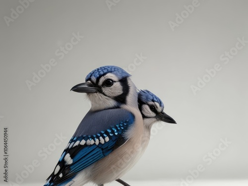 3d Illustration of a Cute single Mourning blue jay  logo on white backgground photo