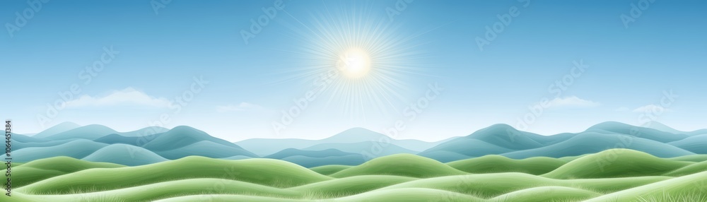 Obraz premium Radiant sunshine illuminating majestic mountains, a breathtaking vista of nature's splendor