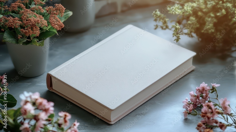 Journal book on a light blue background . Blank vertical book. Cover ...