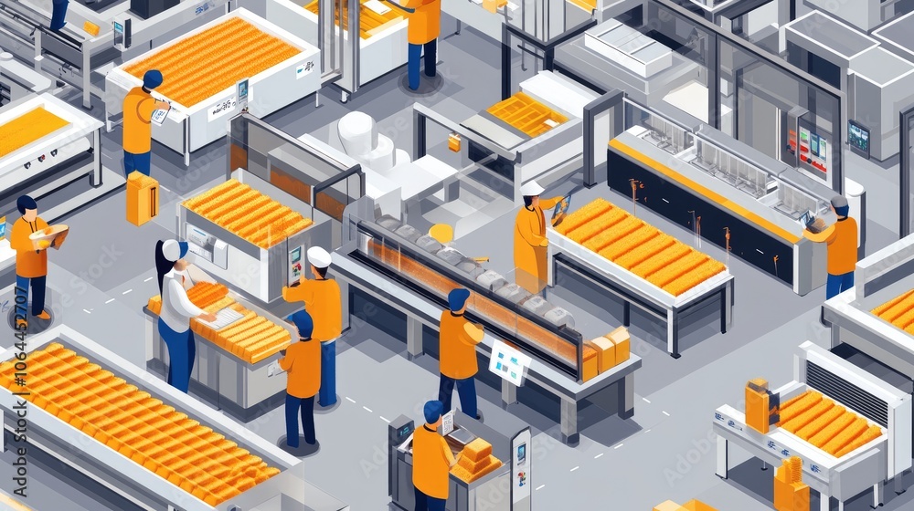 Bright Efficient Bakery Production Line Illustration Bright Efficient Bakery Production Line Illustration