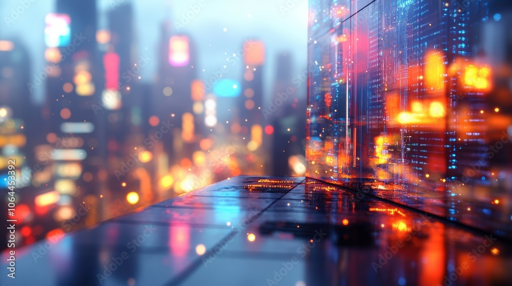 Futuristic Cyberpunk Cityscape with Neon Lights