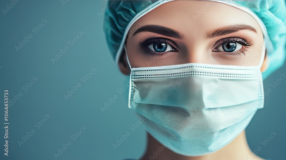 Portrait of a Nurse in Surgical Mask and Cap