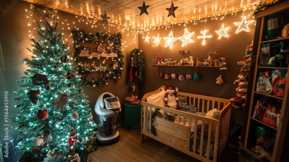 Cozy Holiday Nursery with Twinkling Lights and Decor Cozy Holiday Nursery with Twinkling Lights and Decor