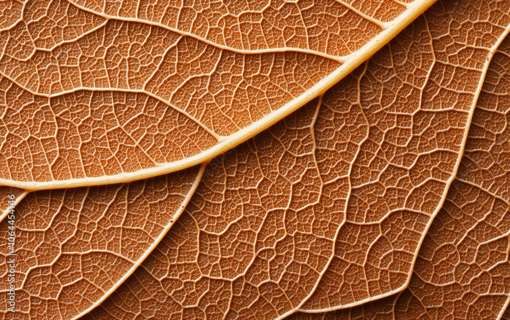 Obraz premium Close-up of intricate details of dry brown leaves with textured patterns.