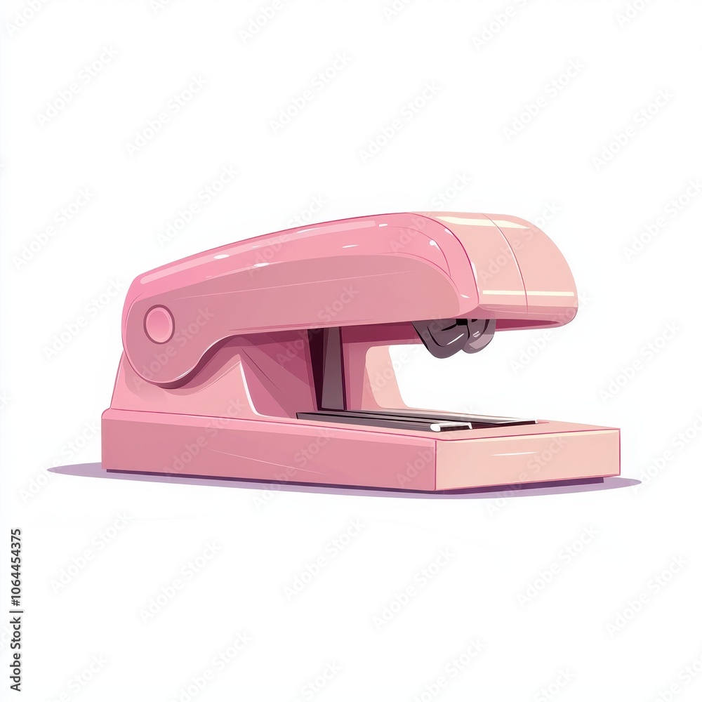 Cute Illustrated Pink Stapler with Smooth Edges Cute Illustrated Pink Stapler with Smooth Edges
