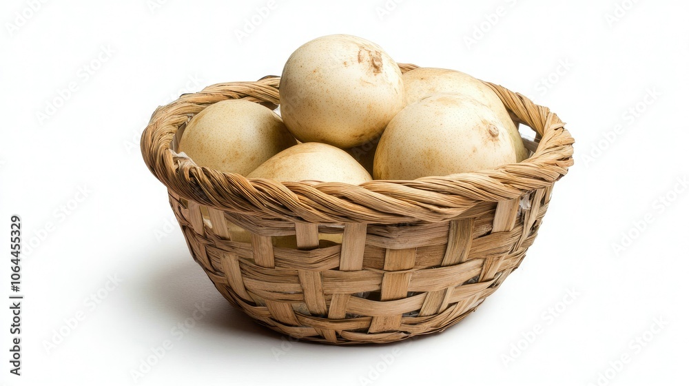 Fresh White Vegetables in a Natural Basket Fresh White Vegetables in a Natural Basket