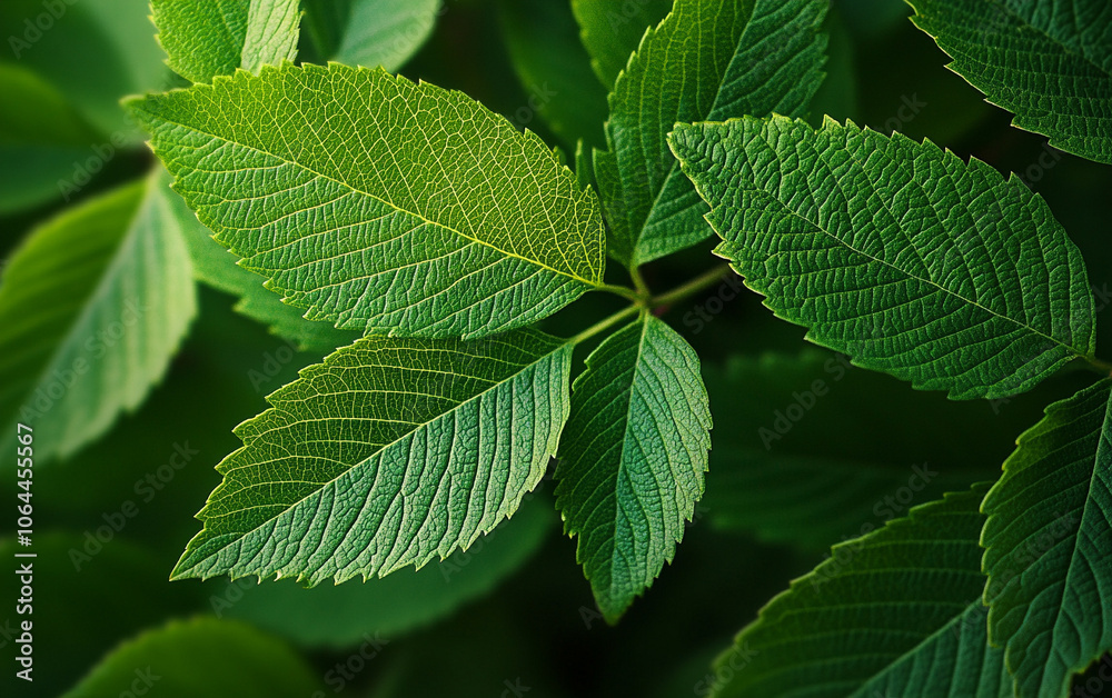 Close-up of vibrant green leaves with intricate textures, natural beauty. Close-up of vibrant green leaves with intricate textures, natural beauty.