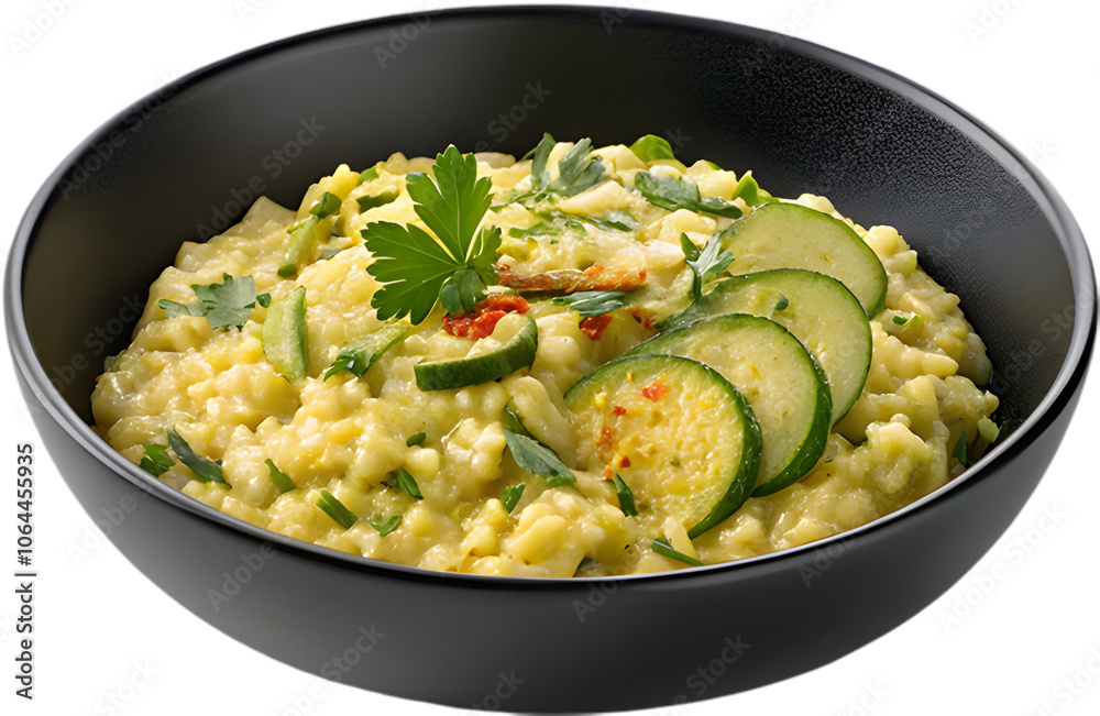 Delicious Risotto featuring creamy rice, mushrooms, and aromatic herbs and spices. Delicious Risotto featuring creamy rice, mushrooms, and aromatic herbs and spices.