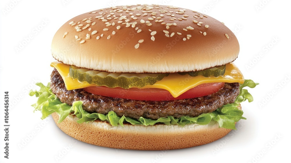 Delicious Classic Hamburger with Fresh Ingredients Delicious Classic Hamburger with Fresh Ingredients