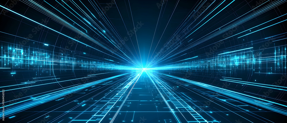 custom made wallpaper toronto digitalAbstract digital tunnel with glowing lines, representing the flow of data and technology.