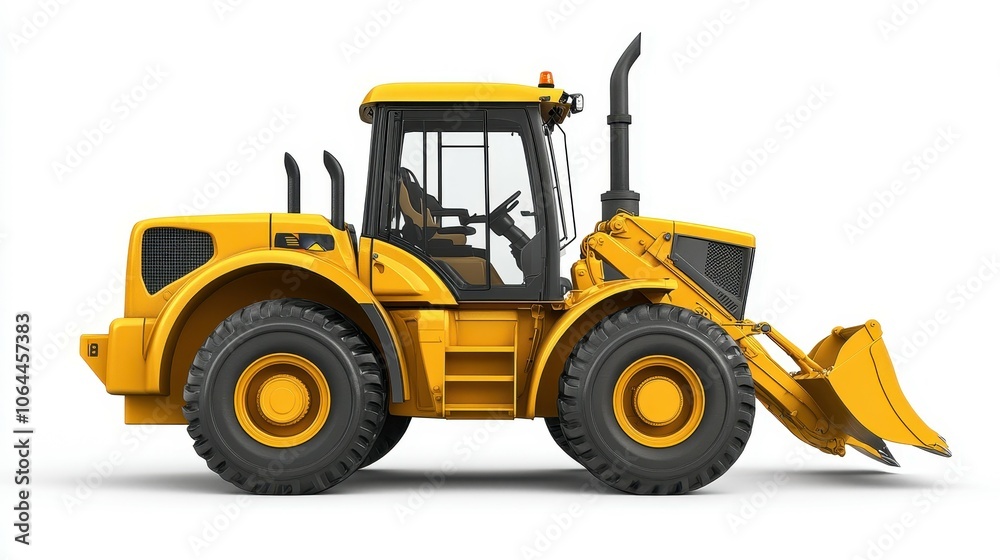 Detailed Yellow Backhoe Loader in Clean Design Detailed Yellow Backhoe Loader in Clean Design