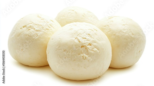 Soft White Dough Balls on White Background