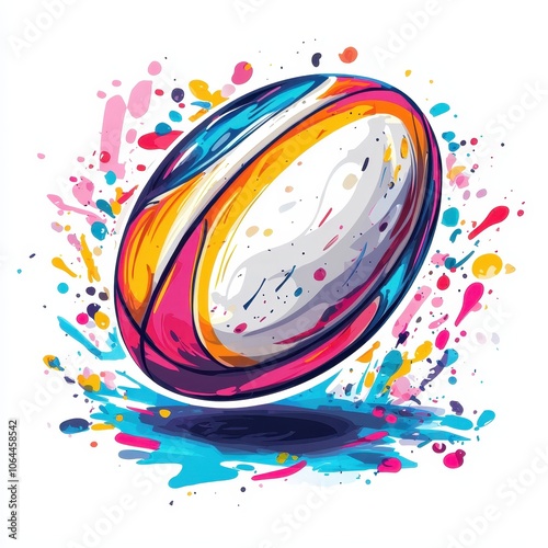 Vibrant Illustrated Rugby Ball with Smooth Edges