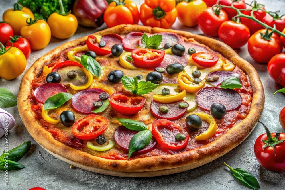 Delicious Isolated Pizza with Toppings for Perfect Product Photography