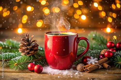 Celebrate the warmth of the season with this delightful red mug, ideal for sipping holiday beverages during joyful gatherings, New Year festivities, and cherished winter traditions.