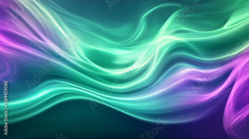 Delicate aurora in green and purple soft glow background