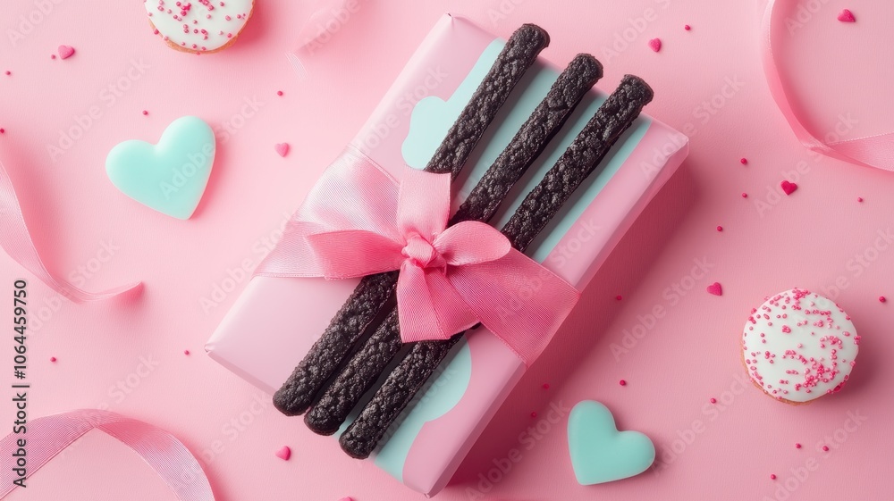 Pepero day with Chocolate Biscuit Sticks set,Pocky straw stick set,Couple Lovely day,Pepero Day Love Event,romantic event banner illustration,November 11th concept,valentine day.