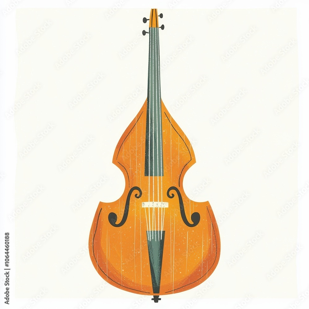 Naklejka premium Illustrated Double Bass for Children's Book