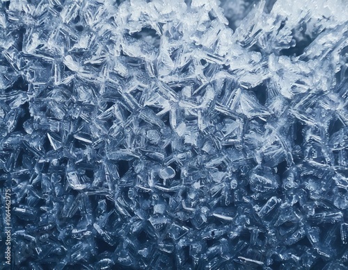 frosty ice texture on window, freezing cold ice macro closeup background photo