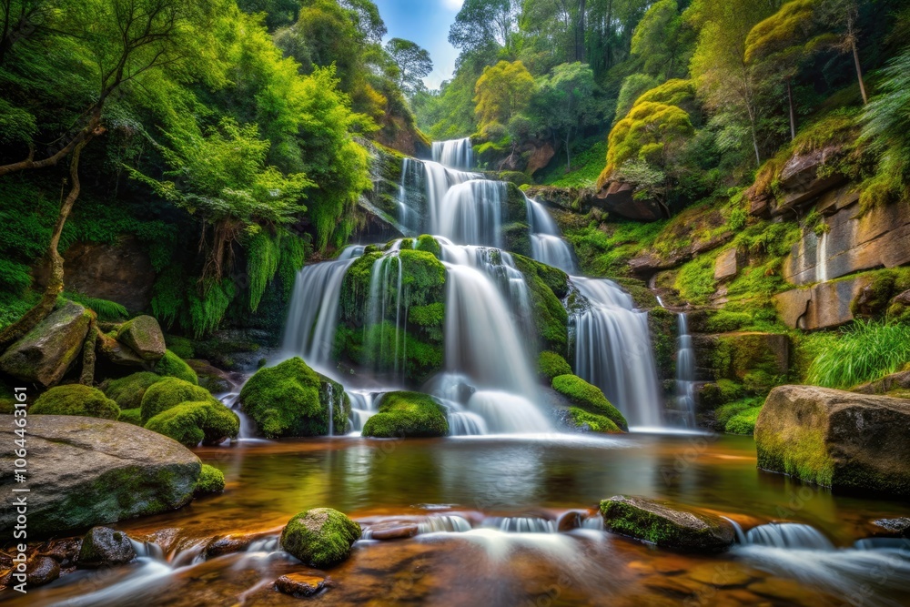 Fototapeta premium Discover the enchanting Lodore Falls in Australia's Valley of the Waters, featuring breathtaking cascades, lush landscapes, scenic trails, and an idyllic environment for nature enthusiasts.