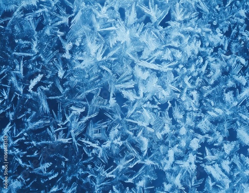 frosty ice texture on window, freezing cold ice macro closeup background
