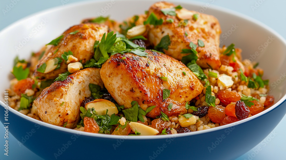 Moroccan style chicken with almonds and dried fruit Moroccan style chicken with almonds and dried fruit