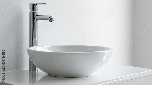 Elegant White Bowl Sink with Chrome Faucet Design