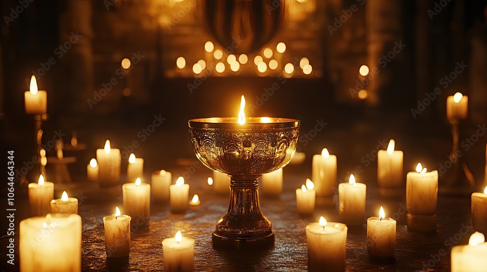 Mystical Chalice Surrounded by Flickering Candles Mystical Chalice Surrounded by Flickering Candles