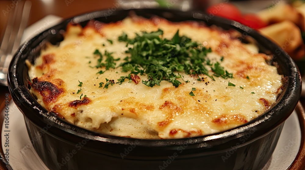 Creamy Baked Dish Topped with Fresh Parsley Creamy Baked Dish Topped with Fresh Parsley