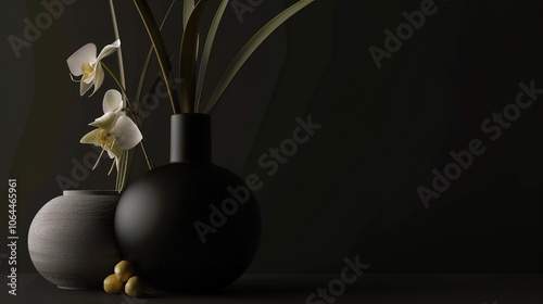 Minimalist design on a black background offers a sleek and modern aesthetic. A captivating display of simplicity and elegance in a dark backdrop.
