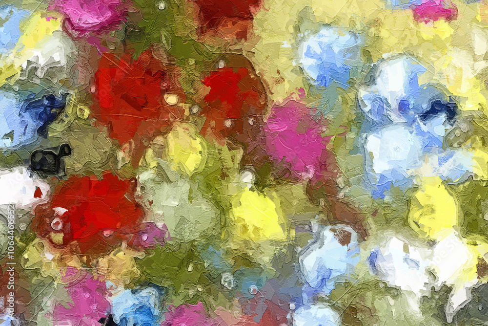 Oil paintings and various flowers, such as cats, dogs, chrysanthemums, roses, peonies, are beautiful Oil paintings and various flowers, such as cats, dogs, chrysanthemums, roses, peonies, are beautiful