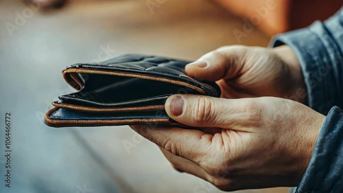 Close-Up of Hands Holding Empty Wallet in Financial Struggle Concept