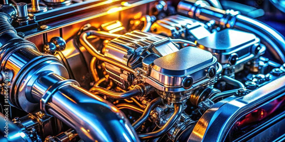 Close-Up of a Brand New Engine: Sleek Design and Precision Engineering for Automotive Enthusiasts Close-Up of a Brand New Engine: Sleek Design and Precision Engineering for Automotive Enthusiasts
