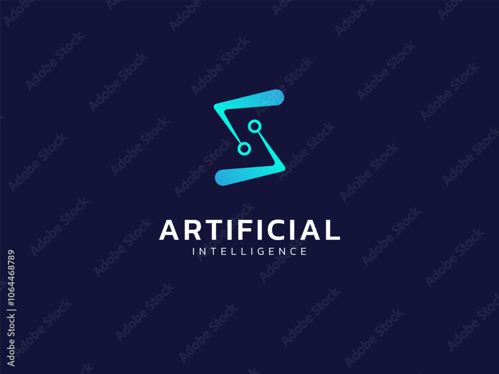 Artificial intelligence with letter s circuit board lines technology Analysis logo vector design concept. AI technology logotype symbol for advance technology, tech company, ui, online network, robot. Artificial intelligence with letter s circuit board lines technology Analysis logo vector design concept. AI technology logotype symbol for advance technology, tech company, ui, online network, robot.