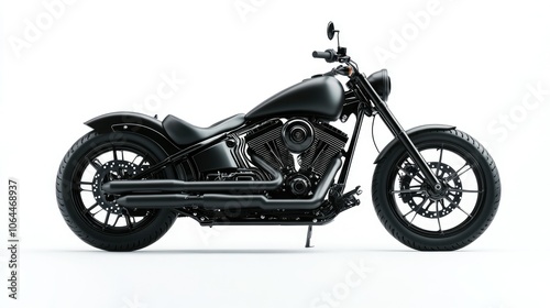 Sleek Black Motorcycle on White Background