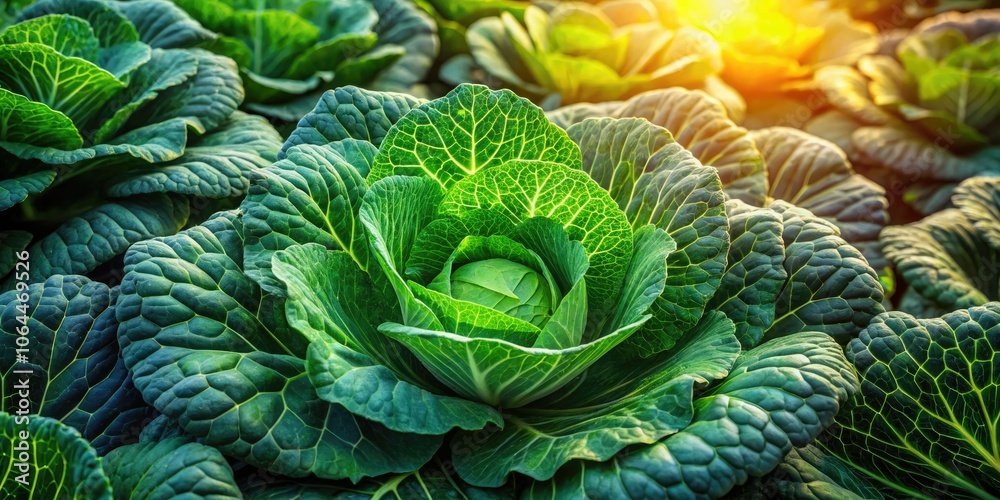 Drone Photography of Organic Cabbage in a Garden for Sustainable Agriculture and Fresh Food Production