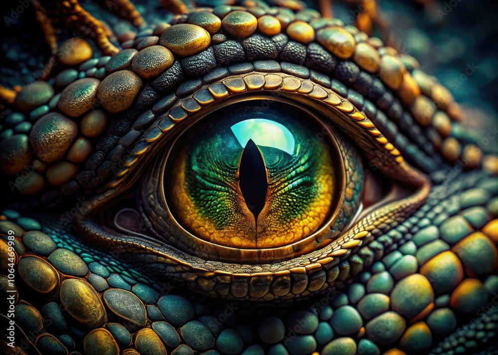 Close-Up of a Scary Dragon Eye in Minimalist Photography Style Close-Up of a Scary Dragon Eye in Minimalist Photography Style