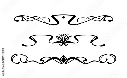 Hand drawn art nouveau borders ornament collection