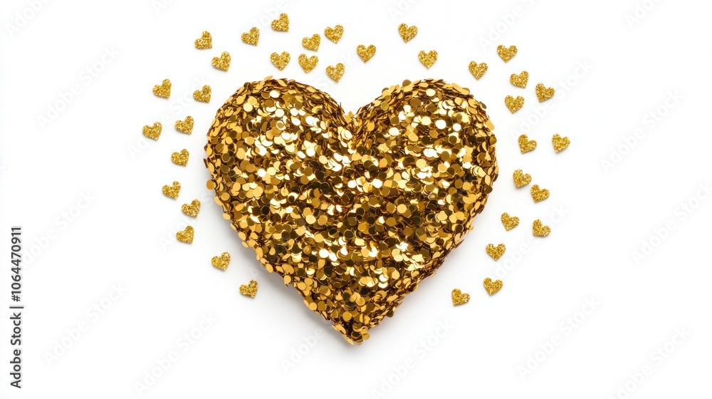 Explore a detailed glitter heart mockup isolated on white background for creative design projects Explore a detailed glitter heart mockup isolated on white background for creative design projects