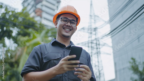 Smiling Engineer Checks Mob...