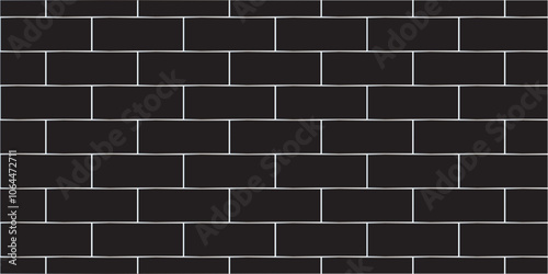 Abstract bathroom wall and floor brick wall texture background. black brick vector illustration texture of the wall with masonry Bricks laid in rows background.