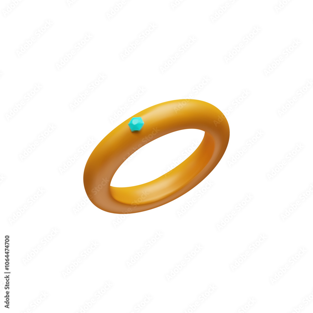 3D illustration of an elegant gold wedding ring with a small blue gemstone. 3D illustration of an elegant gold wedding ring with a small blue gemstone.