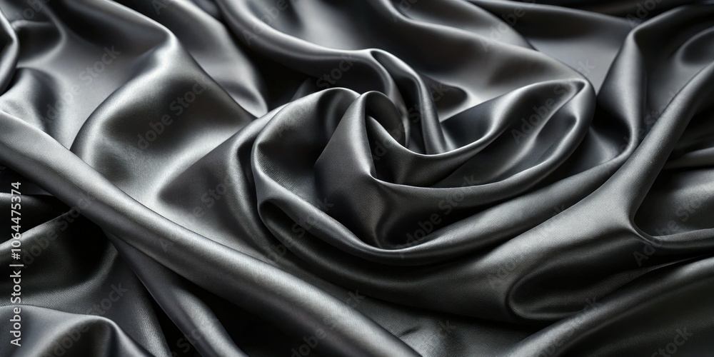 Elegant Black Silk Fabric with Luxurious Texture and Smooth Waves for Design and Fashion Use Elegant Black Silk Fabric with Luxurious Texture and Smooth Waves for Design and Fashion Use