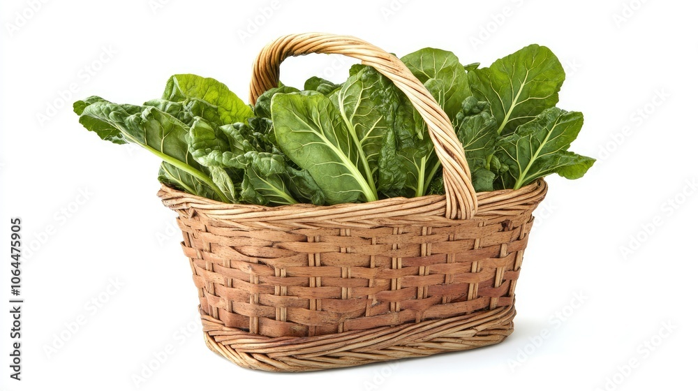 Fresh Greens in Woven Basket for Healthy Eating Fresh Greens in Woven Basket for Healthy Eating